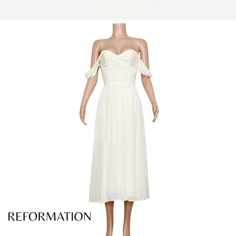 Reformation Cream Strapless Sundress Sweetheart Neckline